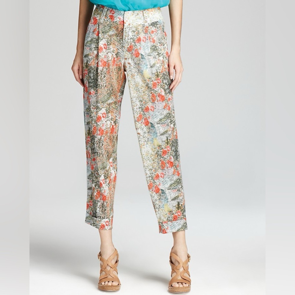 ALICE + OLIVIA Floral Print Silk Pants